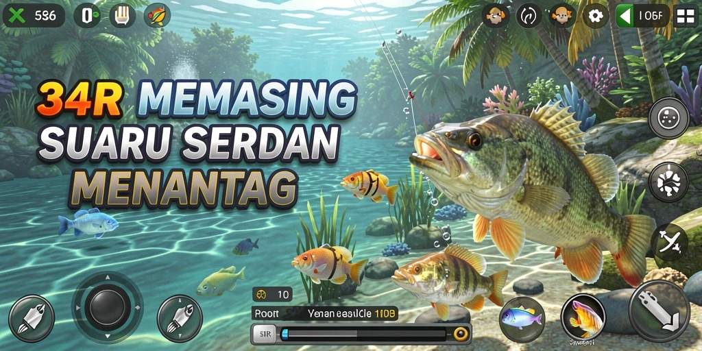 Gameplay menarik dalam memancing dengan ikan yang berbeda.