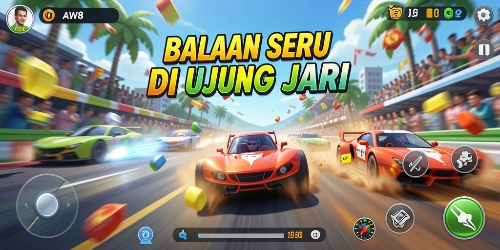 Gameplay balapan yang menegangkan dan mendebarkan di AW8.