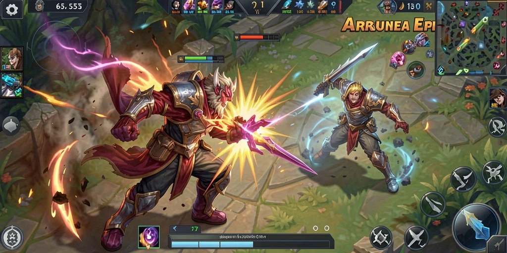 Gameplay DKK yang epik dan seru di arena MOBA.