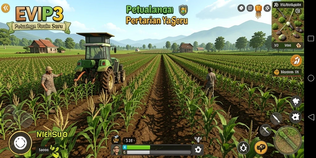 Tampilan menarik dari gameplay pertanian di EVIP3.