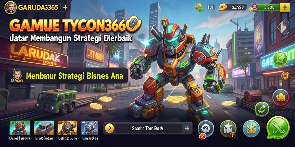 Tangkapan layar gameplay GARUDA365 menampilkan aksi pengelolaan bisnis yang seru.