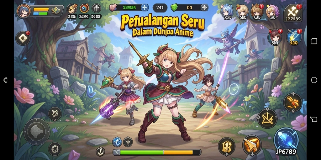Tampilan gameplay seru dari JP6789 dengan karakter anime favorit.