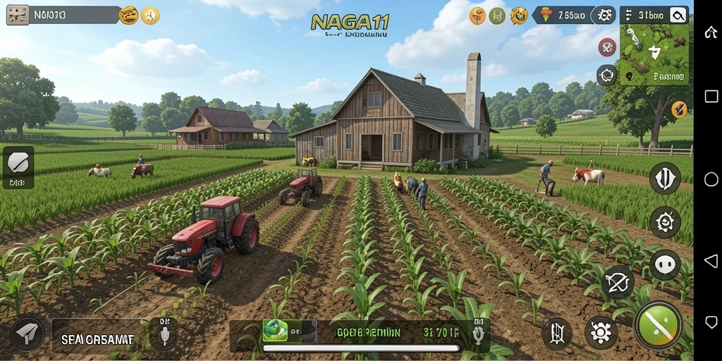 Screenshot NAGA11 menampilkan aktivitas bertani yang menyenangkan dan interaktif.