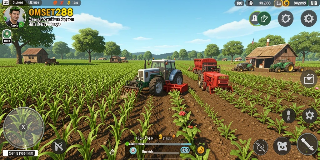 Screenshot gameplay OMSET288 yang menampilkan keseruan bertani.